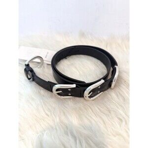 Zara NWT Black 100% Leather Belt Multiple Buckles Size EUR 85 US 32 1736/222/800